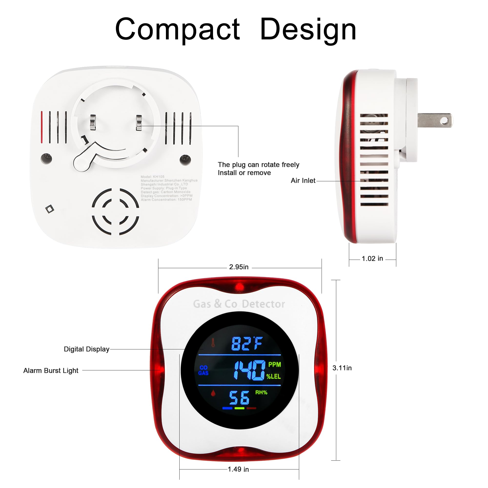 Combination Gas & Carbon Monox - Co Detector Plug 评论和价格